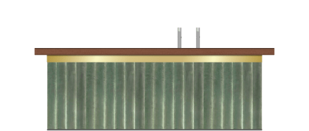 Cortensteel toog met groene velvet look en goud accent