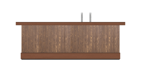 Cortensteel toog met donker hout lodge bar